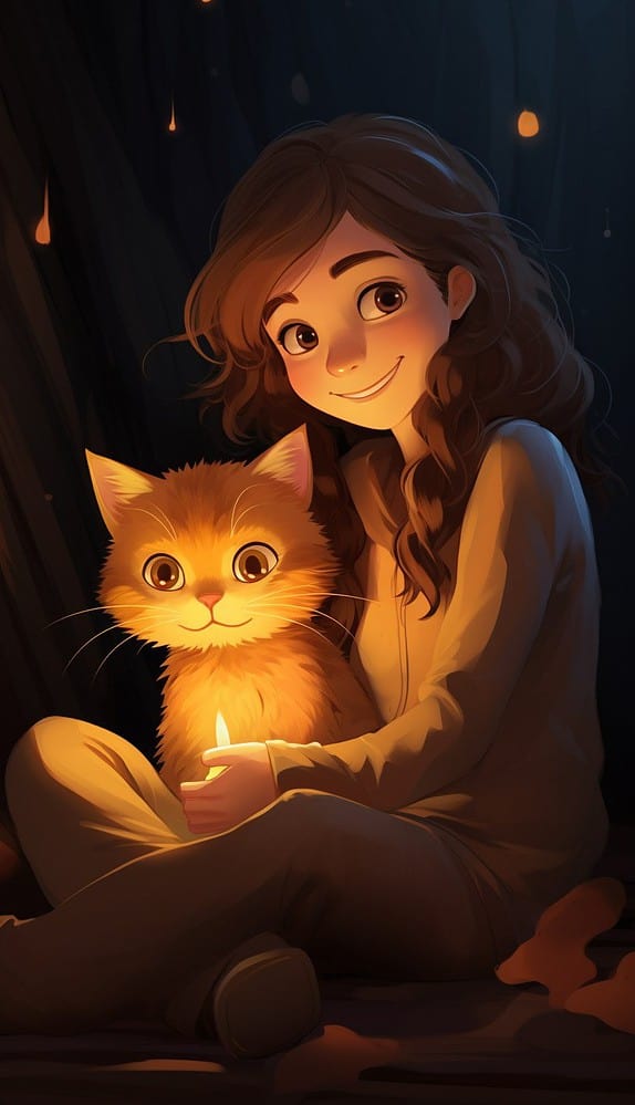 cat and girl 01