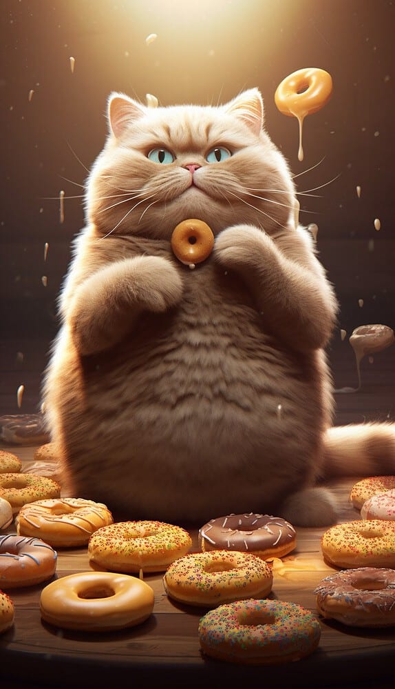 cat eats donuts 01