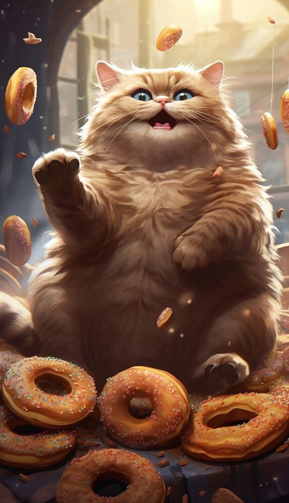 cat eats donuts 02