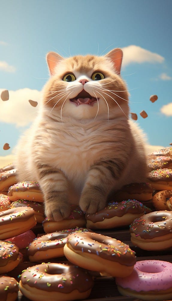 cat eats donuts 04