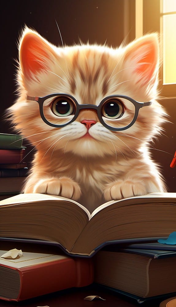 cat reads book 02