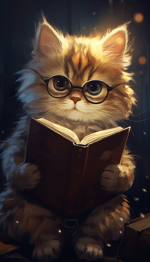 cat reads book 03