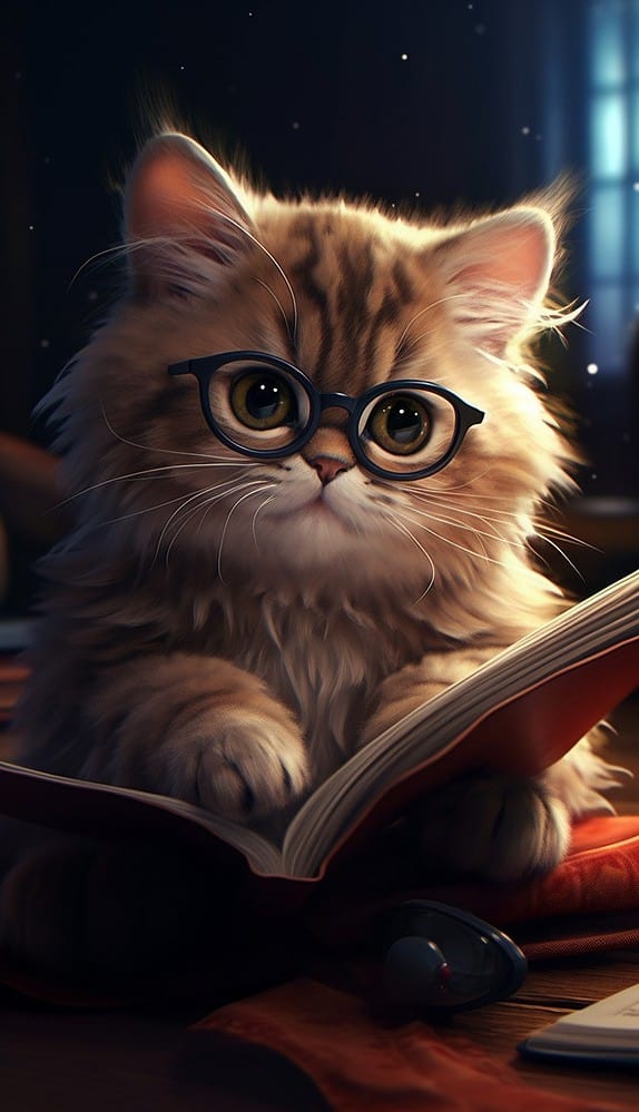 cat reads book 04